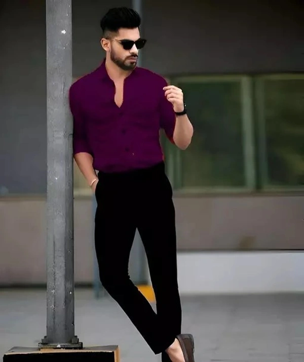 Hansam Imported Formal Cotton Shirts For Men's (PURPLE) - M