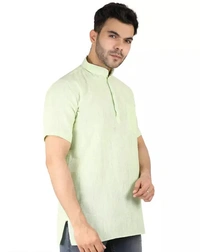 Latest Plus Apparel Men's Casual Cotton Blend Check half sleeve short kurta For Men. - L