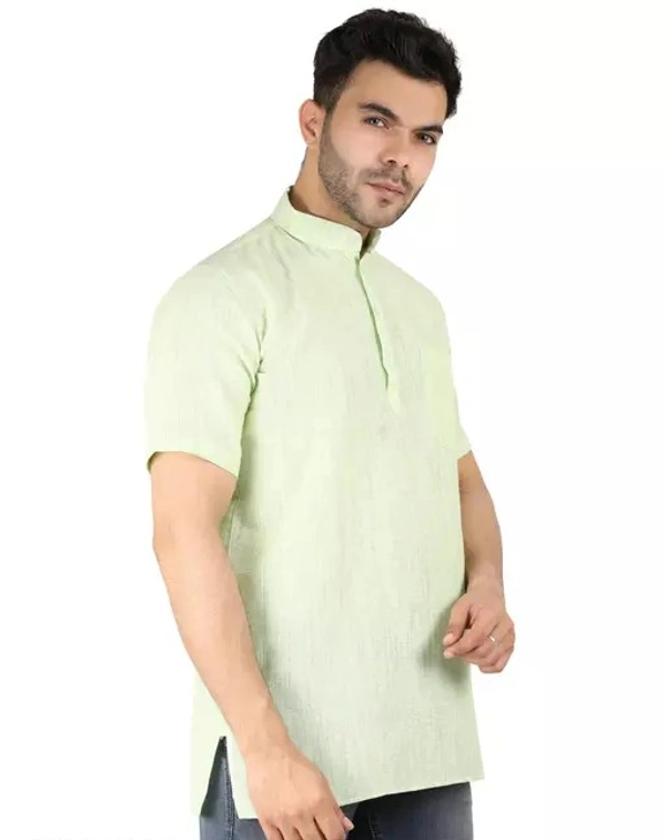 Latest Plus Apparel Men's Casual Cotton Blend Check half sleeve short kurta For Men. - L