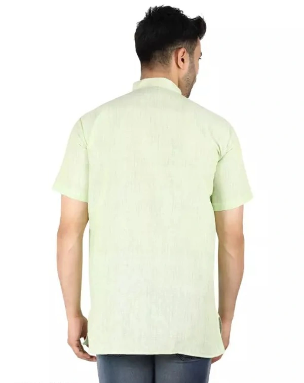 Latest Plus Apparel Men's Casual Cotton Blend Check half sleeve short kurta For Men. - L