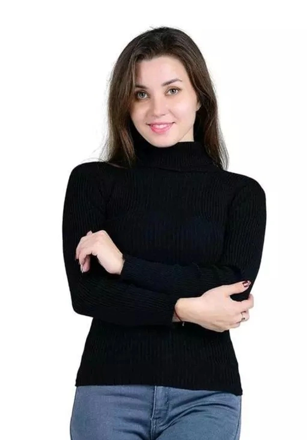 Women's Solid Cotton High Neck Full Sleeve Casual SweaterBest For Winter.Best winter sweaters.Best For winter.Winter Sweaters.Winter wear. | - L