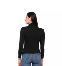 Women's Solid Cotton High Neck Full Sleeve Casual SweaterBest For Winter.Best winter sweaters.Best For winter.Winter Sweaters.Winter wear. | - L