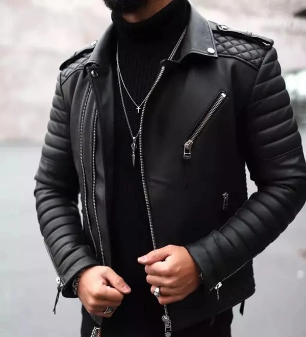 Little Cost Mens Leather Biker/Biker Jacket - XL