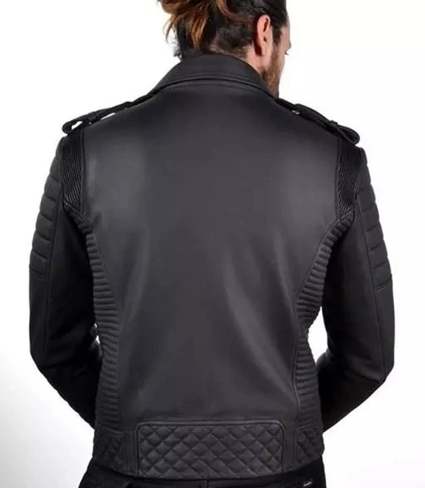 Little Cost Mens Leather Biker/Biker Jacket - XL