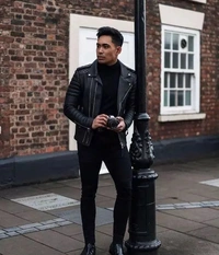 Little Cost Mens Leather Biker/Biker Jacket - XL