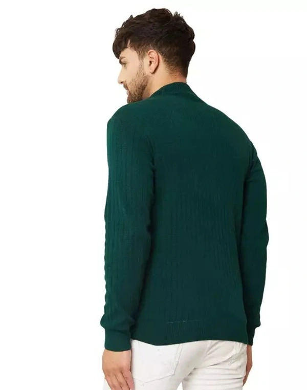 Men High Neck Bottle Green Sweater - L