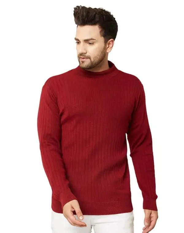 Men High Neck Maroon Sweater - XL