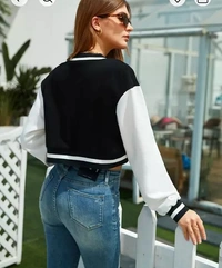 Women Solid Long Sleeve Cotton Jacket (Black) - M