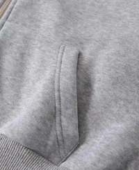 Grey Colour Crop Sweatshirt Hoodie Jacket - L