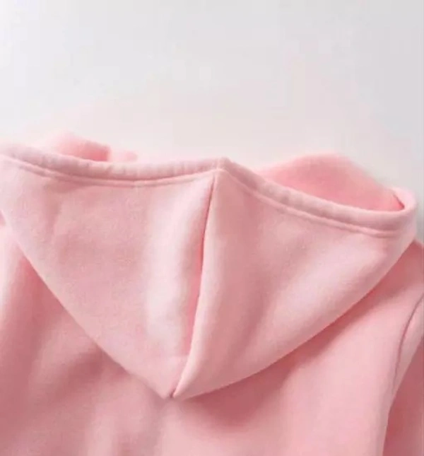 Peach Colour Crop Sweatshirt Hoodie Jacket - XL