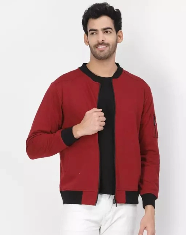 Men Solid Bomber Jacket - S