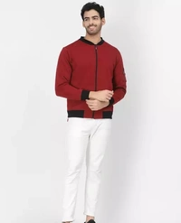 Men Solid Bomber Jacket - S
