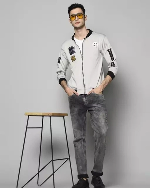 DANISH ZEHEN BOMBER STYLE ZIPPER T-SHIRT FOR MENS - L