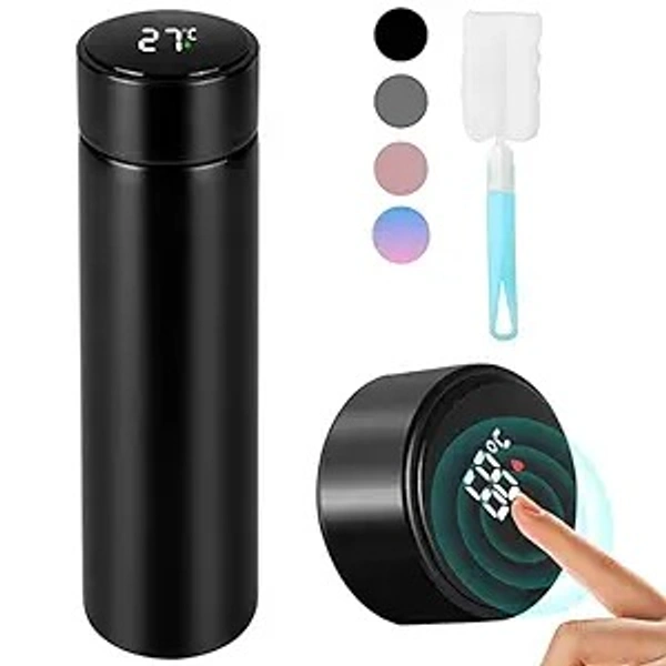 NNS Stainless Steel Smart Flask Vacuum Insulated 500 Ml Water Bottle with LED Temperature Display for Campaign Travelling | Keep Hot and Cold Upto 24 Hrs - Free Size