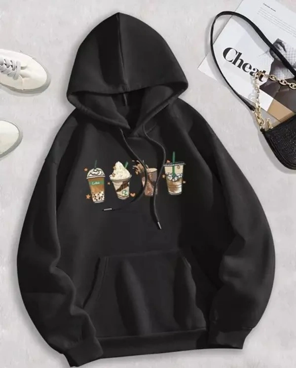 Women's Hoodie Glitsy Cartoon Graphic Kangaroo Pocket Drawstring Thermal Hoodie - L
