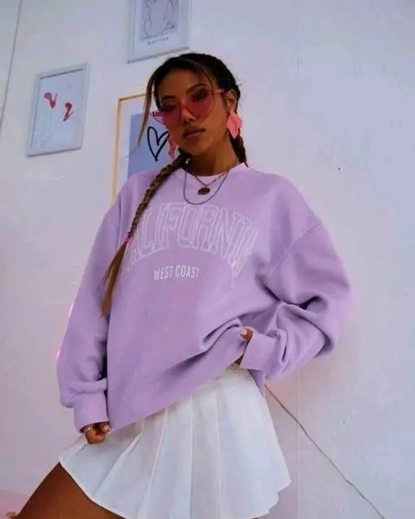 Srk Collection Men's & Women's Casual, Solid, Long Sleeve For New Model || Fleece Fabric In Sweatshirt For Color Lavender - M