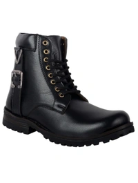Black Patent Leather Lace Up Boots - 8