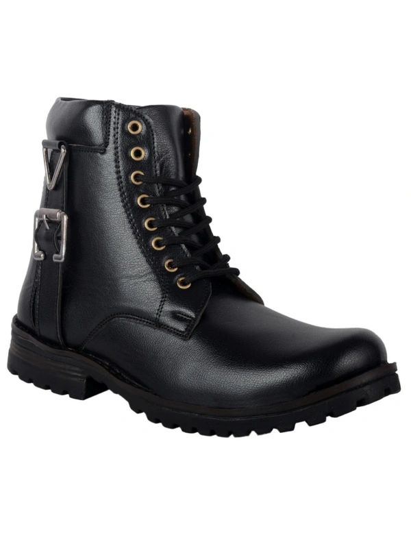Black Patent Leather Lace Up Boots - 8