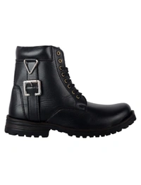 Black Patent Leather Lace Up Boots - 8
