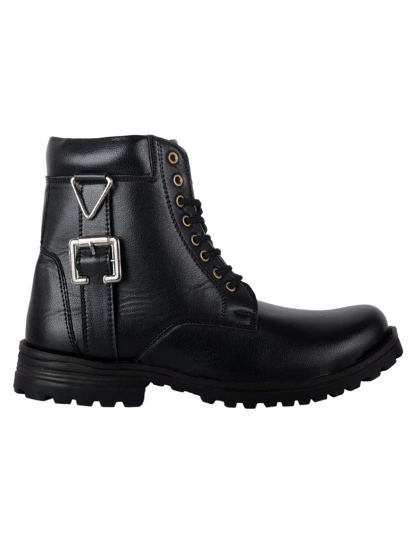 Black Patent Leather Lace Up Boots - 8
