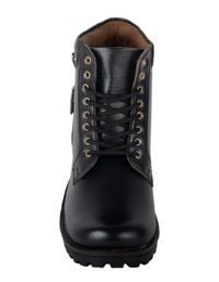 Black Patent Leather Lace Up Boots - 8