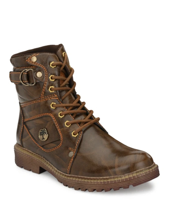 Brown Lace Up High Ankle Boots - 7