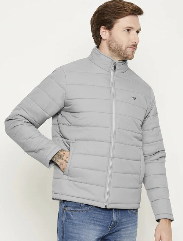 Grey Polyester Quilted Jacket  - L