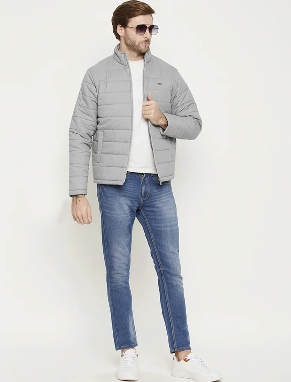 Grey Polyester Quilted Jacket  - L