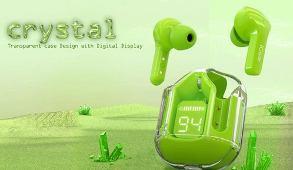 AIR 31 TWS TRANSPARENT MINI STEREO IN EAR HEADPHONE BT 5.3 LED DISPLAY Bluetooth Gaming Headset - Free Size