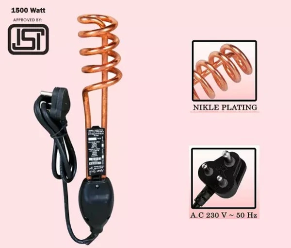 ISI Certified 1500w Japanese Quick Heat Technology Electric Water Heater Immersion Rod With Waterproof & Shockproof Protection | Instant Heating With Bucket Holder | ISI Certified 1 Year Replacement Warranty - Free Size