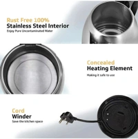 NISHIKA Nishica Electric Kettle (Stainless Steel) 1500W (1.8 Litre) Black - 1.L