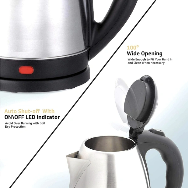 NISHIKA Nishica Electric Kettle (Stainless Steel) 1500W (1.8 Litre) Black - 1.L