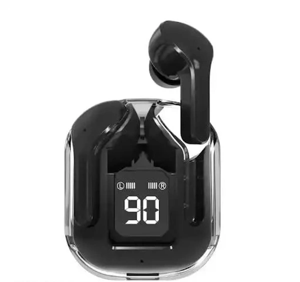 LEOXCE Ultrapods TWS Earbud, Bluetooth Earbuds with Display, Transparent Design, 30 Hrs Playtime with Fast Charging, Bluetooth 5.3 + ENC, 13mm HD BASS Drivers, IPX7 Sweat-Proof, Built-in Mic BLACK-MULTICOLOUR - Free Size