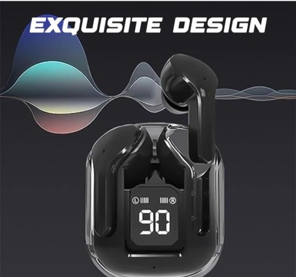 LEOXCE Ultrapods TWS Earbud, Bluetooth Earbuds with Display, Transparent Design, 30 Hrs Playtime with Fast Charging, Bluetooth 5.3 + ENC, 13mm HD BASS Drivers, IPX7 Sweat-Proof, Built-in Mic BLACK-MULTICOLOUR - Free Size