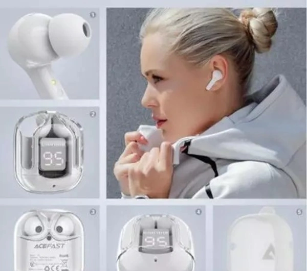 LEOXCE Ultrapods TWS Earbud, Bluetooth Earbuds with Display, Transparent Design, 30 Hrs Playtime with Fast Charging, Bluetooth 5.3 + ENC, 13mm HD BASS Drivers, IPX7 Sweat-Proof, Built-in Mic WHITE-MULTICOLOUR - Free Size