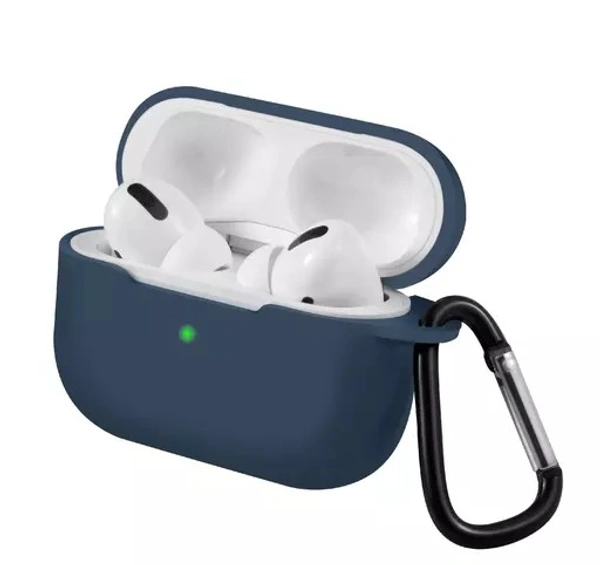 BT Wireless Earbuds Bluetooth Headphones with Silicone Case Cover Smart Looking best quality case Wireless Bluetooth Headphones & Earphones Touch Sensor V5.1 with HD Mic and Active No-ise Cancellation.(White Air-pod True Wireless + Blue Cover) - Free Size