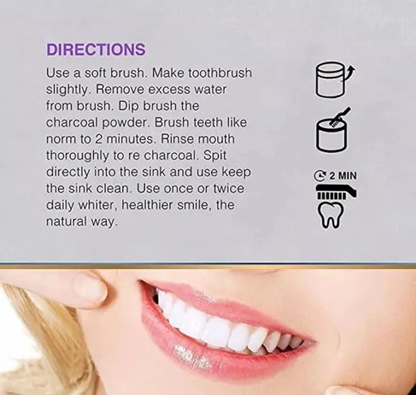 GLESTY Charcoal Teeth Whitening Powder - Free Size
