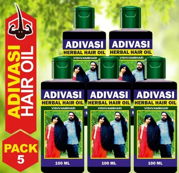 Adivasi Neelambari All Type of Hair Problem Herbal Growth Hair Oil Dandruff Control - Long Hair - Hair Regrowth Hair Oil with Goodness of and Loki Oil Hair 100 ML Hair Oil(100 ml) PACK-5 - Free Size