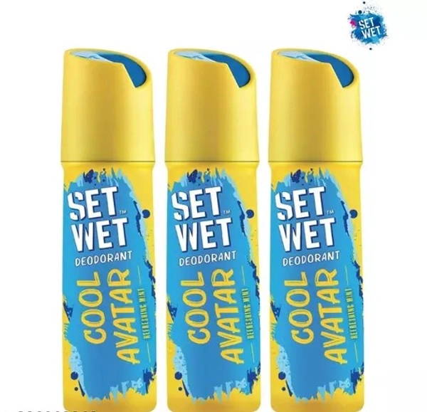 SET WET Deodorant For Men Cool Avatar Refreshing Mint, 150ml ,(Pack of 3) - Free Size