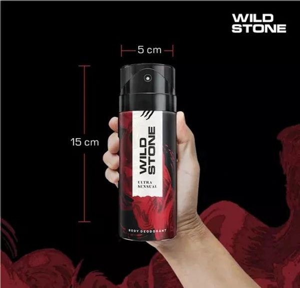 Wild Stone Ultra Sensual Deodorant for Men, Long Lasting Intense Fragrance, Pack of 2 (150ml each) - Free Size