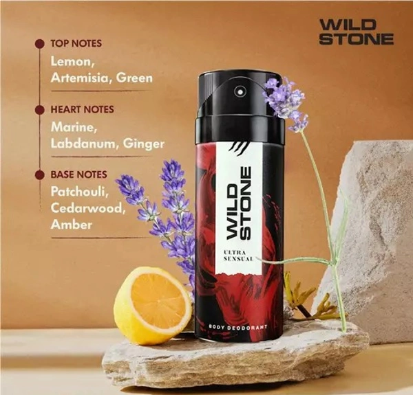 Wild Stone Ultra Sensual Deodorant for Men, Long Lasting Intense Fragrance, Pack of 2 (150ml each) - Free Size