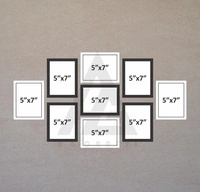 PHOTO FRAME GLASS WOOD PHOTO FRAME SET OF 9 ( BLACK 5X7-5 WHITE 5X7-4 ) - Free Size