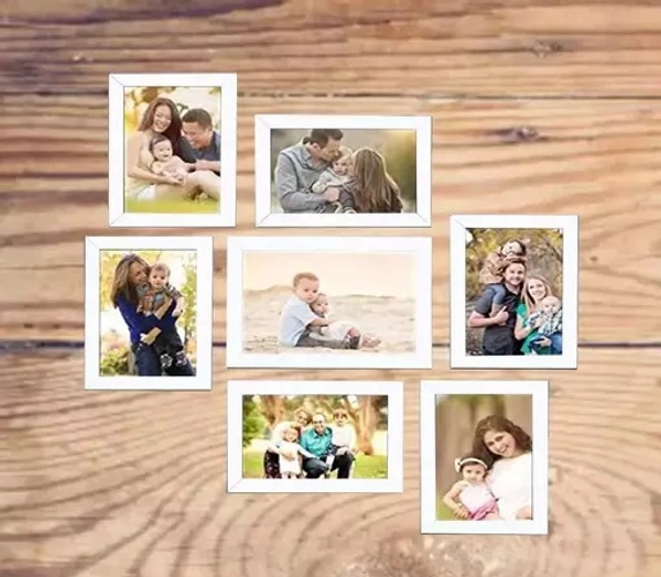 SAMAR Samar Crafts Wood Photo Frame Set ( White 5X7-1 4X6-6 ) - Free Size