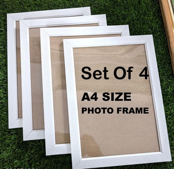 Samar Crafts™ A4 Size Photo Frame For Wall White Picture Frame For Home and Office Decoration (White -A4-4 Frame) - Free Size