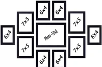 SAMAR Ag Crfats Glass Wood Photo Frame Set Of 11 (Black 4x6-6 5x-7-4 8x10-1) - Free Size