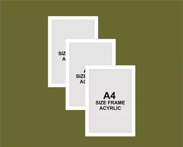 Samar A4 SIZE HITE WOOD PHOTO FRAME ( WHITE SET OF 3 ) ACYRLIC FRAME - Free Size