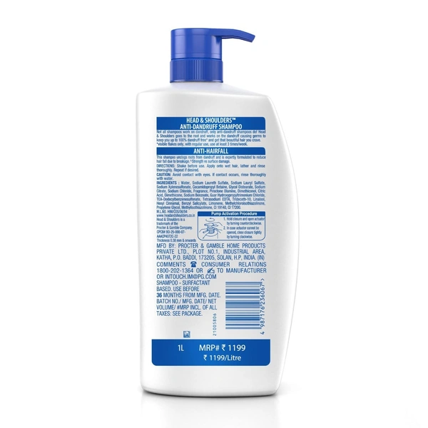 Head&Shoulders Anti- Hairfall Shampoo, 1 L - 1L