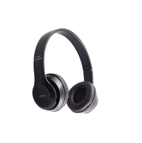 GKA P47 Wireless Bluetooth Headphones 5.0+EDR with Volume Control, HD Sound and Bass, Mic, SD Card Slot - Free Size