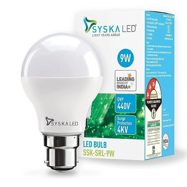 SYSKA 9W B22D Led Cool Day Light Bulb, 1 Piece (Ssk-Srl-9W)