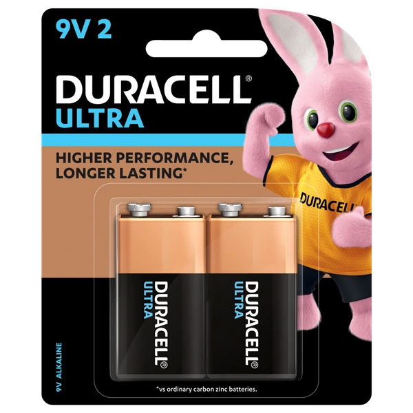 Duracell Ultra 9V Alkaline Battery – Reliable Power for Essential Devices - 2BL